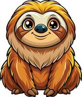 A cartoon slotty sloth sitting and smiling vector