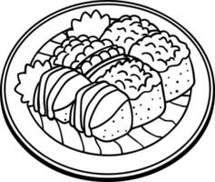 Sushi coloring pages vector