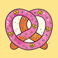 A pretzel with hearts on it vector