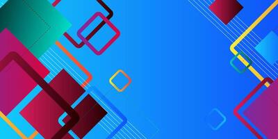 Blue background concept and colorful geometric abstract shapes. Bright colored design banner. eps10 vector