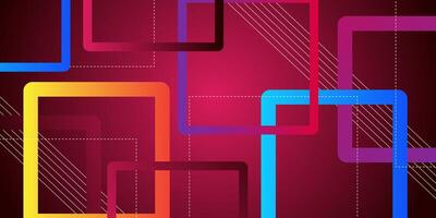 Bright red background concept and colorful geometric abstract square shapes. Bright colored design banner. eps10 vector