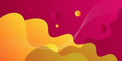 Modern abstract 3D fluid background with yellow wave and line design on red background. Eps10 vector