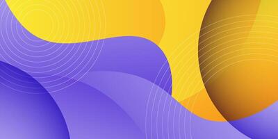 Abstract geometric purple and yellow banner background with overlapping wave shapes. Bright and modern with overlapping concept. Eps10 vector