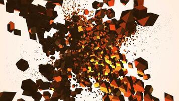 Abstract explosion background with cubes and fire video
