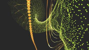A computer generated image of a green and yellow pattern video