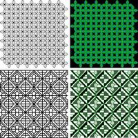 Four different patterns of green and black squares vector