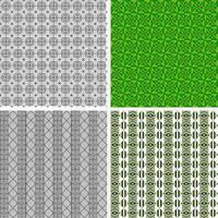 Four different patterns in green and white vector