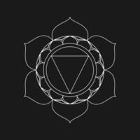 The chakra symbol is shown in a white and black background vector