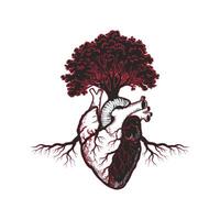 a line art illustration of a heart shape tree vector