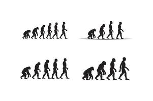 a simple silhouette of an ape gradually transform art vector