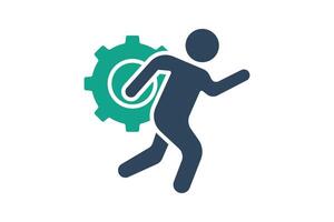 Action icon. solid icon style. run with gear. icon related to motivation. success elements illustration vector