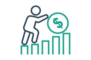 Effort icon. line icon style. people encourage dollar. icon related to motivation. success elements illustration vector