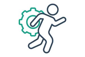 Action icon. line icon style. run with gear. icon related to motivation. success elements illustration vector