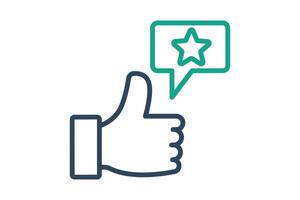 Appreciation icon. line icon style. thumb with chat and star. icon related to motivation. success elements illustration vector
