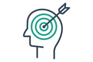 Purpose icon. line icon style. head with target. icon related to motivation. success elements illustration vector