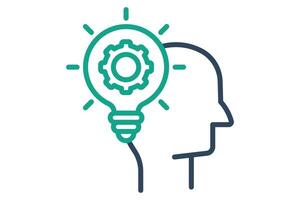 Skills icon. line icon style. head with light bulb and gear. icon related to motivation. success elements illustration vector