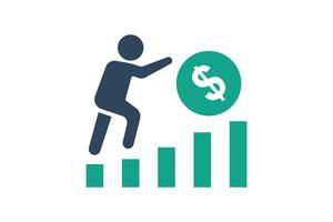 Effort icon. solid icon style. people encourage dollar. icon related to motivation. success elements illustration vector