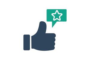 Appreciation icon. solid icon style. thumb with chat and star. icon related to motivation. success elements illustration vector