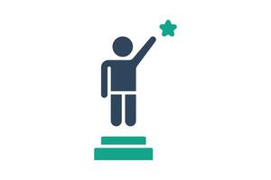 Ambition icon. solid icon style. person with podium and star. icon related to motivation. success elements illustration vector