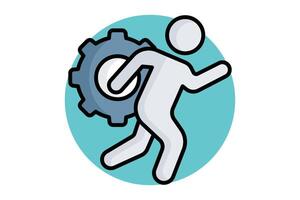 Action icon. colored outline icon style. run with gear. icon related to motivation. success elements illustration vector
