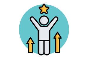 Motivation icon. colored outline icon style. person with up arrow and star. icon related to motivation. success elements illustration vector