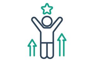 Motivation icon. line icon style. person with up arrow and star. icon related to motivation. success elements illustration vector