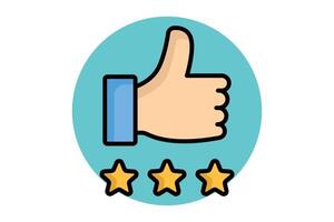Excellence icon. colored outline icon style. thumb with star. icon related to motivation. success elements illustration vector