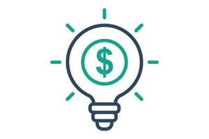 Reason icon. line icon style. light bulb with dollar. icon related to motivation. success elements illustration vector