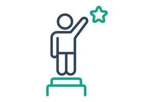 Ambition icon. line icon style. person with podium and star. icon related to motivation. success elements illustration vector