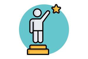 Ambition icon. colored outline icon style. person with podium and star. icon related to motivation. success elements illustration vector