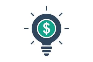 Reason icon. solid icon style. light bulb with dollar. icon related to motivation. success elements illustration vector