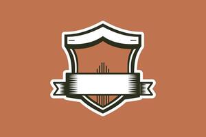 Retro Shield Logo with Banner for Text - Classic Vintage Style Template vector