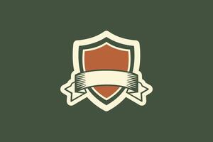 Customizable Vintage Shield Logo Template - Retro Design with Banner vector