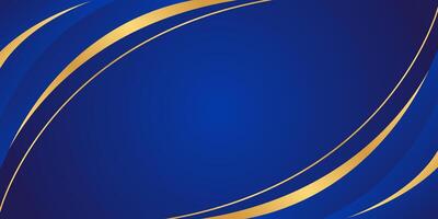 Abstract creative blue gradient background with gold lines vector