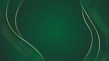 Abstract emerald green luxury background with gold lines vector