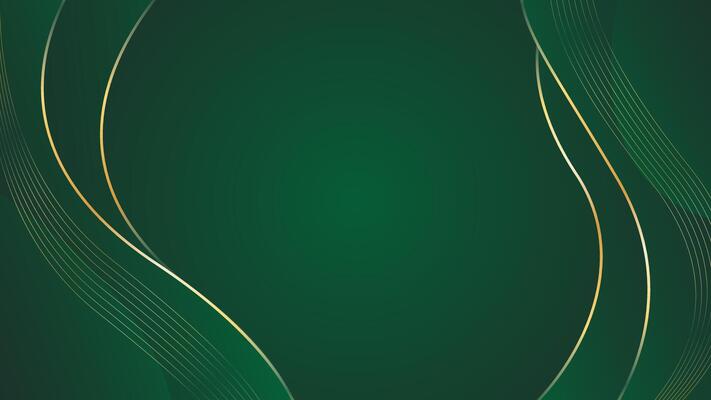 Abstract emerald green luxury background with gold lines