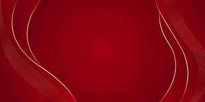 Abstract red luxury background with gold lines. Elegant wave modern wallpaper. Template banner background vector