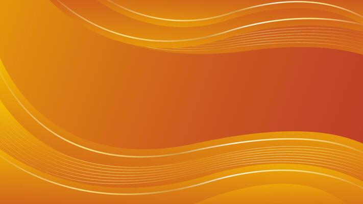 Abstract orange gradient luxury wave background. Creative wallpaper with gold lines