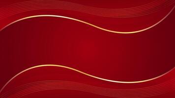 Abstract red luxury background with gold lines vector