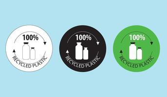 Plastic free icon set. Recycled symbol vector