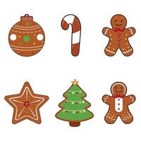 Christmas gingerbread cookies illustration. Different shapes of cookies. vector