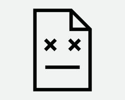File Problem Issue Corrupted Damaged Damage Folder Document Emoji Dead Virus Deleted Corrupt Sheet Paper Sign Icon Shape Outline Black White vector