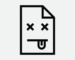 Corrupted File Problem Issue Damaged Damage Virus Corrupt Folder Document Doc Paper Emoji Dead Death Damage Sign Icon Shape Outline Black White vector