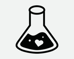 Love Potion Elixir Experiment Spell Magic Liquid Solution Glass Beaker Flask Science Witchcraft Tonic Icon Sign Shape Line Outline Black White vector