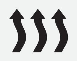 Evaporation Heat Transfer Flow Rise Up Upward Curve Pointer Pointing Flowing Microwave Steam Vent Convection Black White Sign Icon Shape Outline vector
