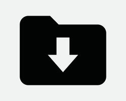 Download File Folder Document Storage Down Load Loading Save Doc Organize Portfolio Point Pointer Paper SVG Sign Icon Shape Outline Black White vector