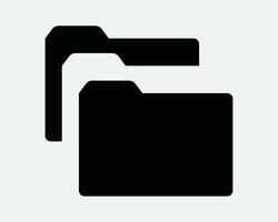 Folder File Computer Open Document App Website Note Paper Portfolio Office Directory Storage Archive Sign Icon SVG Shape Outline Black White vector