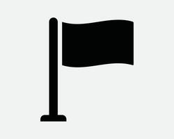 Flag on Pole Waving Banner Location Map Marker Position Pennant Flagpole Pin Direction Navigation GPS Icon Sign SVG Shape Outline Black White vector