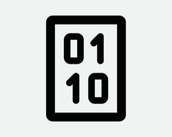 Binary Code Number Coding Math Computer Numeral Zero One App Application Digital Internet AI File Text Sign Icon SVG Shape Outline Black White vector