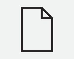 File Folder Paper Sheet Note Contract Archive Document Doc Save Fold Folded Empty Blank Template Office App Sign Icon Shape Outline Black White vector